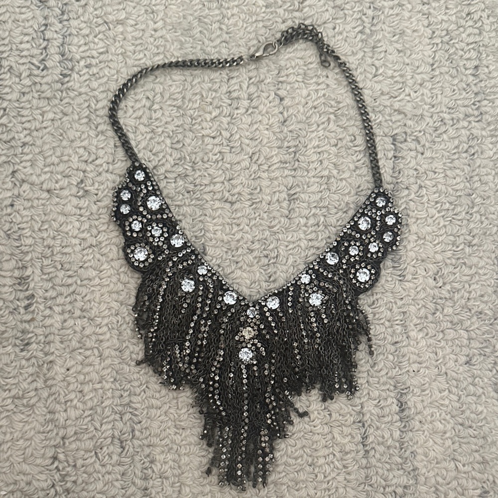 Anthropologie Black and Silver Statement Necklace